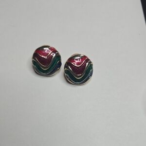 Vintage Colorful Round Enamel Earrings
